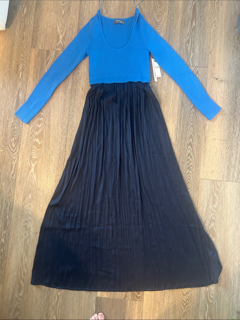 Anthropologie Black Pleated Maxi dress